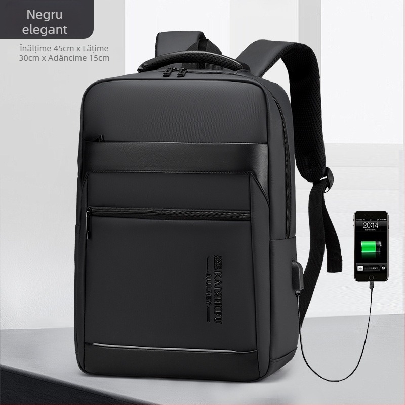 Rucsac de afaceri pentru laptop, material PVC impermeabil, design respirabil, curele cu pernă de aer, capacitate sub 20 L