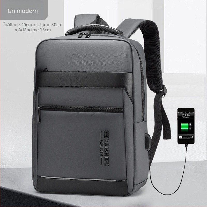 Rucsac de afaceri pentru laptop, material PVC impermeabil, design respirabil, curele cu pernă de aer, capacitate sub 20 L