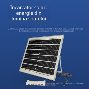 Prelungitor solar cu USB pentru încărcarea diferitelor lumini, IP65, 6-15W, 6V, întrerupător manual, durată de iluminare 6-12h