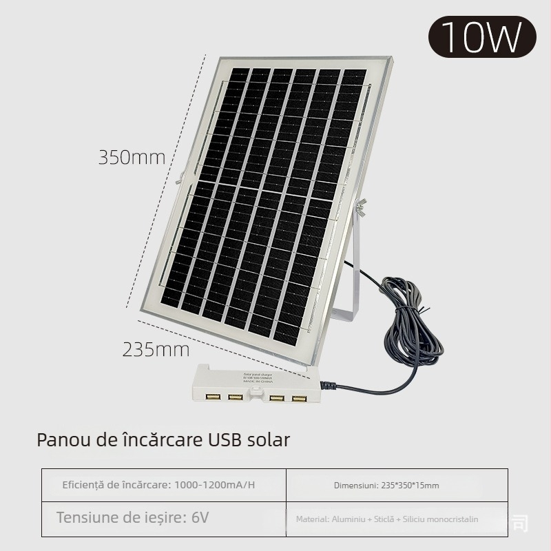 Prelungitor solar cu USB pentru încărcarea diferitelor lumini, IP65, 6-15W, 6V, întrerupător manual, durată de iluminare 6-12h