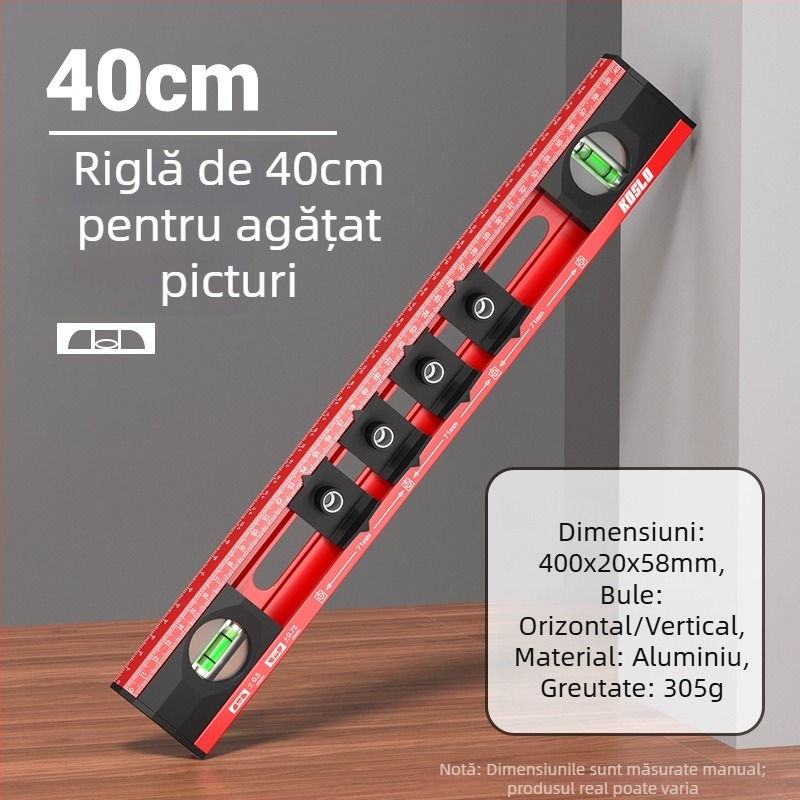 Cassio Riglă de nivel pentru agățarea tablourilor, instrument de înaltă precizie, multifuncțional pentru casă și birou, cu perforator auxiliar de găuri