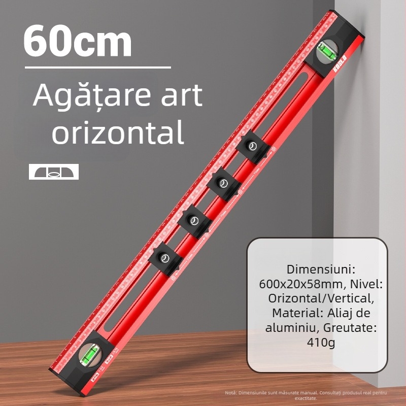 Cassio Riglă de nivel pentru agățarea tablourilor, instrument de înaltă precizie, multifuncțional pentru casă și birou, cu perforator auxiliar de găuri