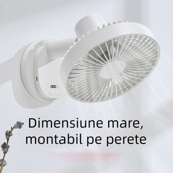 Ventilator de birou TYD-A5, 3 palete, USB 5V, cu oscilare, temporizator 2-8 ore, zgomot ≤40 dB