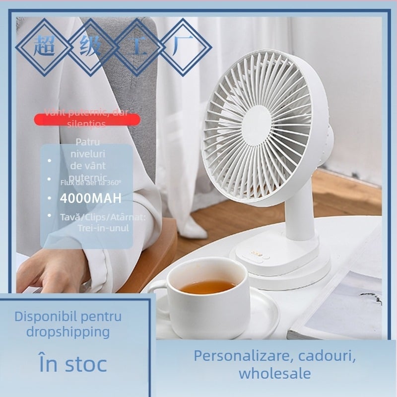 Ventilator de birou TYD-A5, 3 palete, USB 5V, cu oscilare, temporizator 2-8 ore, zgomot ≤40 dB
