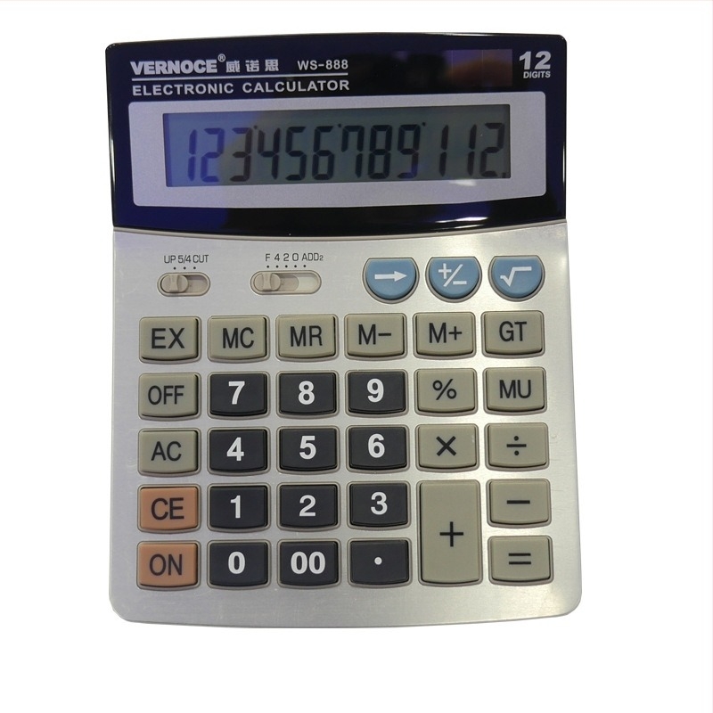 Calculator WS-888 cu butoane mari, pentru contabilitate, afișaj lat, uz la birou/afaceri
