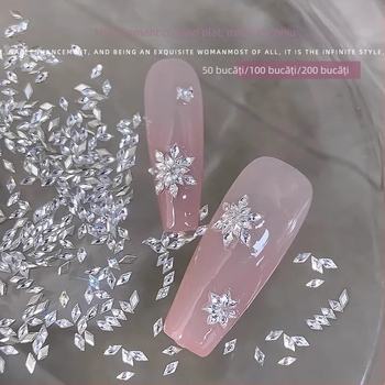 Bijuterii pentru unghii cu zirconiu — formă ochi de cal, fațete prismatice, spate plat, modele blocuri și picături de apă pentru bijuterii DIY