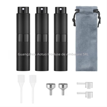 Set sticle goale de parfum cu pulverizator, design rotativ în trei secțiuni, corp din aluminiu cu finisaj electroplacat, brand AOTO