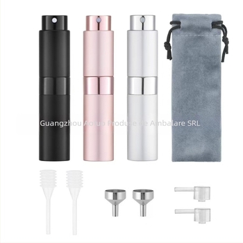 Set sticle goale de parfum cu pulverizator, design rotativ în trei secțiuni, corp din aluminiu cu finisaj electroplacat, brand AOTO