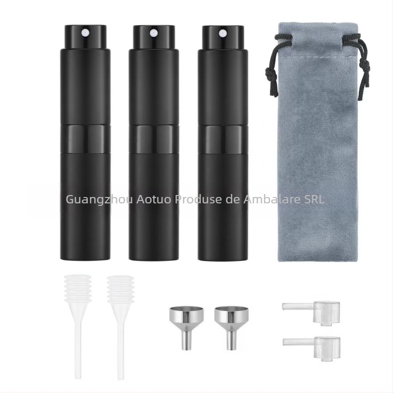 Set sticle goale de parfum cu pulverizator, design rotativ în trei secțiuni, corp din aluminiu cu finisaj electroplacat, brand AOTO