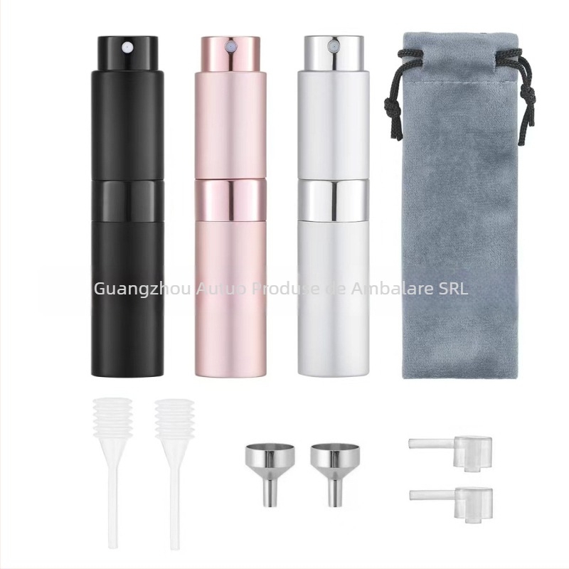 Set sticle goale de parfum cu pulverizator, design rotativ în trei secțiuni, corp din aluminiu cu finisaj electroplacat, brand AOTO