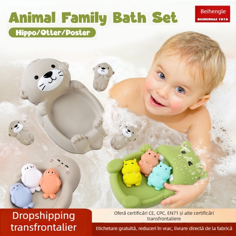 Jucărie de baie pentru sugari - Behenle vinil, jucărie plutitoare 0-3 ani, dezvoltare cognitivă