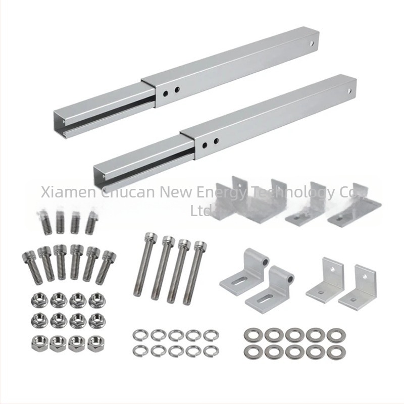 Suport panou solar din aliaj de aluminiu AL6005-T5, reglabil 15–30°, picioare frontale și posterioare, greutate 2