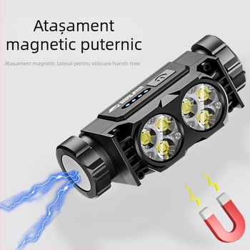 Frontala pentru cap cu baterie litiu cu capacitate mare încorporată, rezistentă la apă, greutate 97,5 g, curea elastică pentru cap
