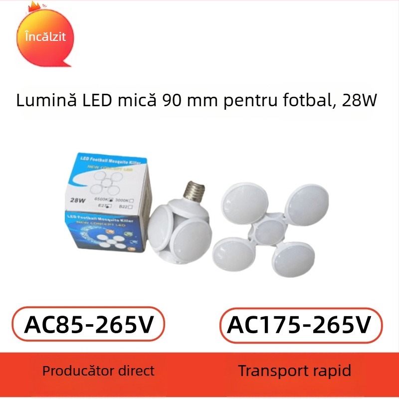 Lampa mini fotbal, design pliabil, 28W, 1600 lm, fascicul de 360°, soclu E27, IP20