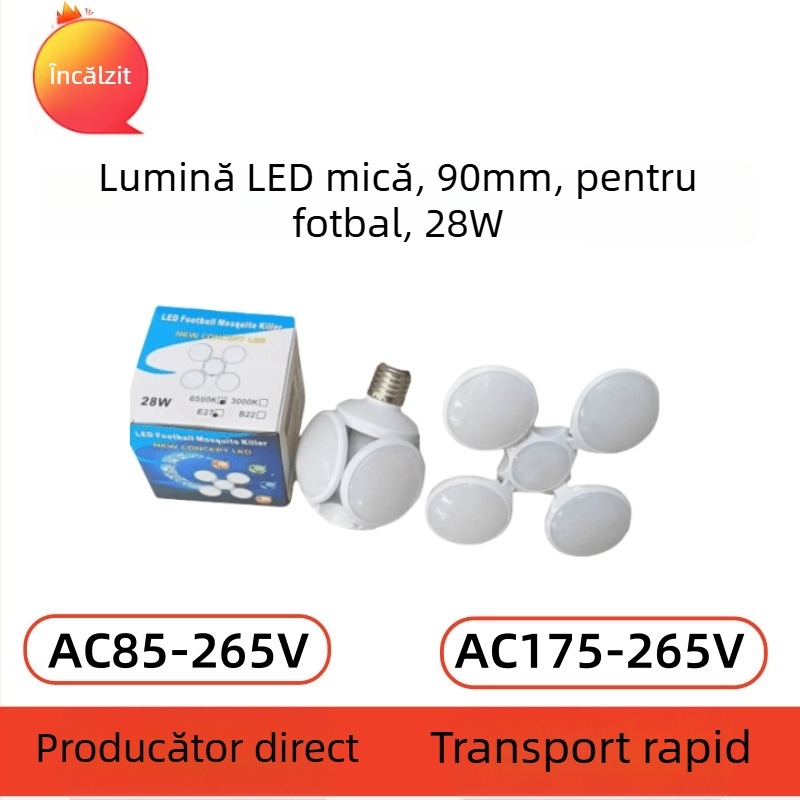 Lampa mini fotbal, design pliabil, 28W, 1600 lm, fascicul de 360°, soclu E27, IP20