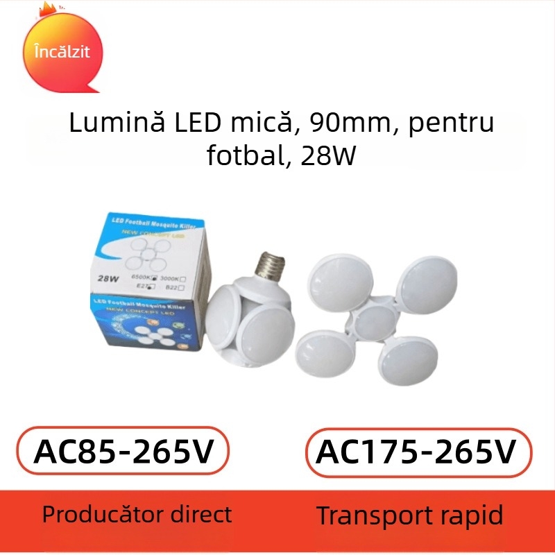 Lampa mini fotbal, design pliabil, 28W, 1600 lm, fascicul de 360°, soclu E27, IP20
