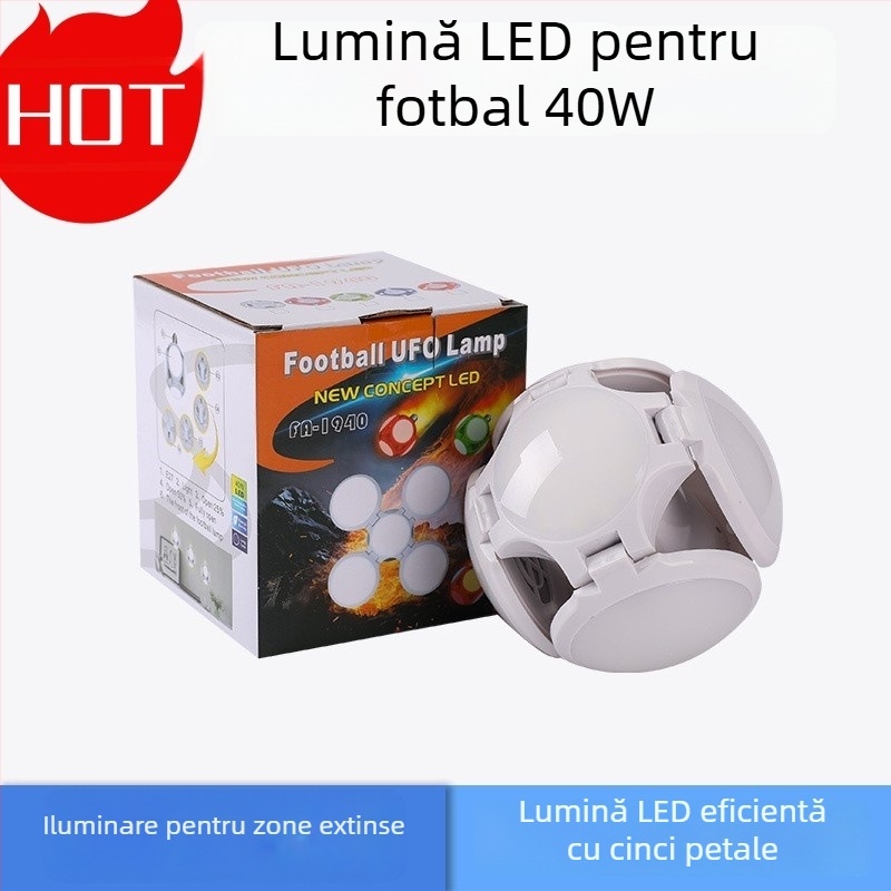 Lampa mini fotbal, design pliabil, 28W, 1600 lm, fascicul de 360°, soclu E27, IP20