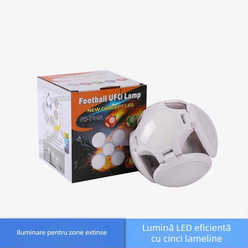 Lampa mini fotbal, design pliabil, 28W, 1600 lm, fascicul de 360°, soclu E27, IP20