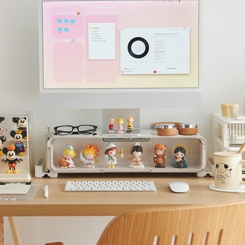 Suport de monitor cu ridicare pentru desktop, multifuncțional și rezistent la praf, structură din plastic, depozitare pe birou, stil creativ