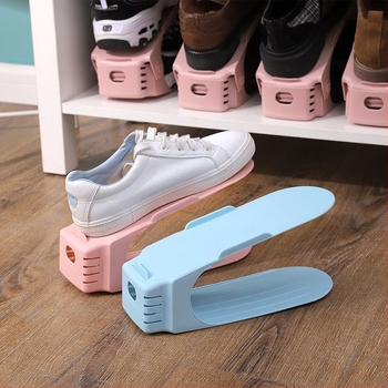 Raft de pantofi pliabil cu 2 niveluri, din plastic, podea, economisește spațiu, pentru dormitor, baie și sufragerie