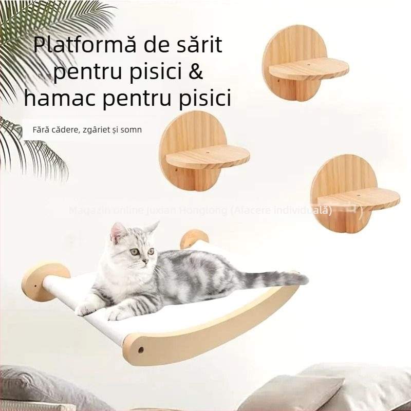 Cuib de pisică din lemn cu pat suspendat și cadru de cățărare, marca Xingyu, model ltao1004314683, potrivit pentru pisici