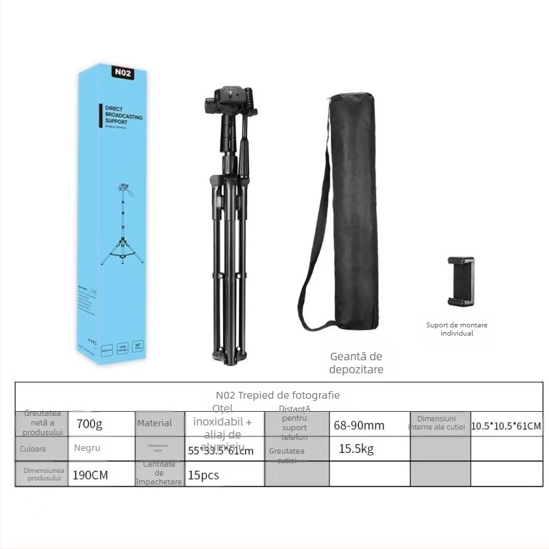 Stabilizator pentru telefon cu trei axe, urmărire automată, suport din aliaj, stativ de podea, încărcare 5 kg, secțiuni 2–3