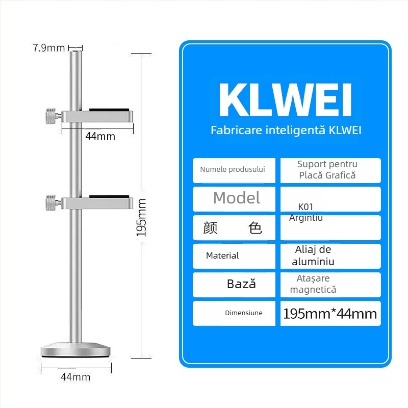 Senxinda Hardware K01 Suport pentru placă video din aliaj de aluminiu pentru carcasa PC cu suport anti-vibrații și bază magnetică verticală