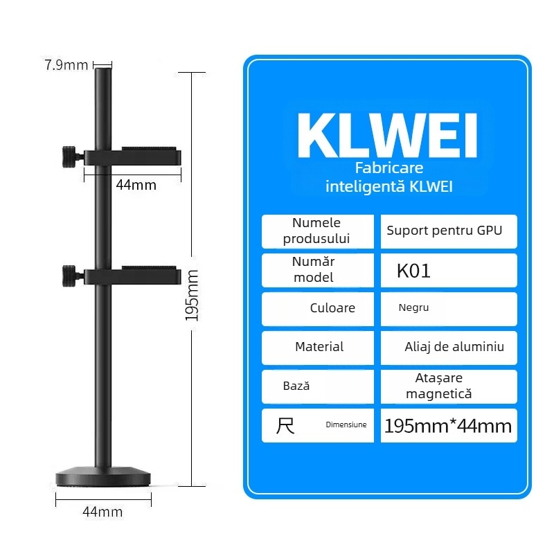 Senxinda Hardware K01 Suport pentru placă video din aliaj de aluminiu pentru carcasa PC cu suport anti-vibrații și bază magnetică verticală