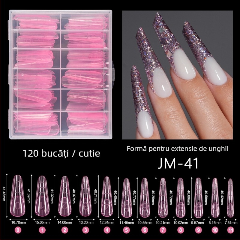 Model de extensie a unghiilor din cristal, Yusheng Technology, stil French lung, set de 120 bucăți cu scară, fototerapie LED rapidă