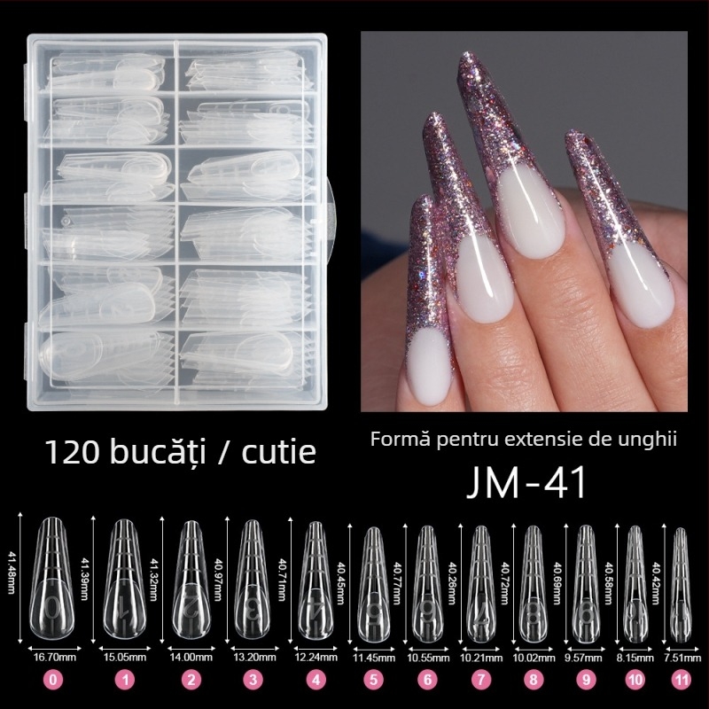 Model de extensie a unghiilor din cristal, Yusheng Technology, stil French lung, set de 120 bucăți cu scară, fototerapie LED rapidă