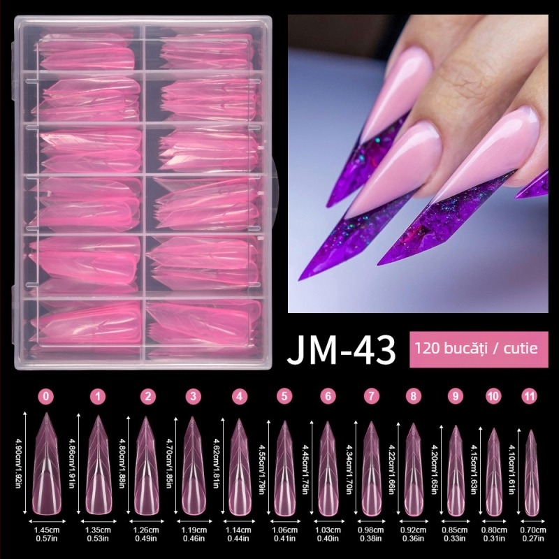 Model de extensie a unghiilor din cristal, Yusheng Technology, stil French lung, set de 120 bucăți cu scară, fototerapie LED rapidă