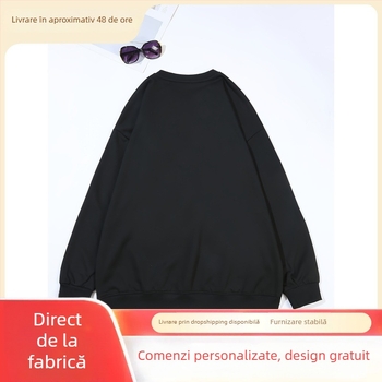 HOOKONYOU Bluza de damă cu guler rotund, croială lejeră, imprimeu cu litere și logo, poliester