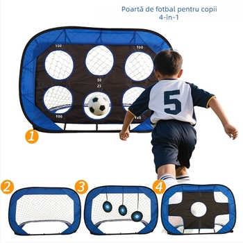 Poartă de fotbal portabil 4 în 1, plasă din nylon, mobilă, Leopard wind