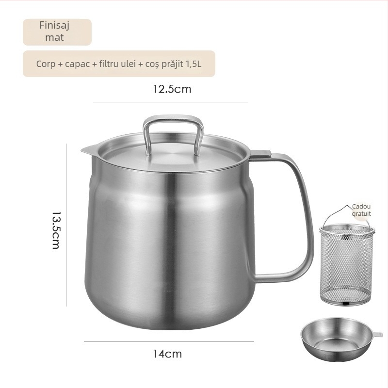 SUS304 oțel inoxidabil – vas de filtrare a uleiului cu coș de prăjit, oală de bucătărie multifuncțională, antiaderent