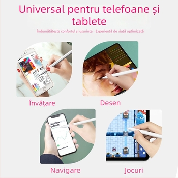 Stylus capacitiv universal, carcasă metalică, atașare magnetică, compatibil cu Apple, Samsung, Huawei și Xiaomi