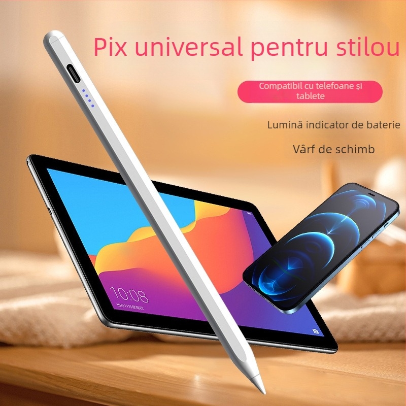 Stylus capacitiv universal, carcasă metalică, atașare magnetică, compatibil cu Apple, Samsung, Huawei și Xiaomi