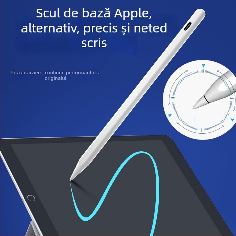 Stylus capacitiv universal, carcasă metalică, atașare magnetică, compatibil cu Apple, Samsung, Huawei și Xiaomi