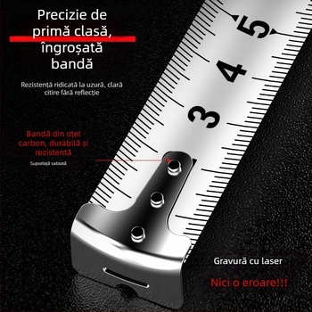 Bandă metrică din oțel inoxidabil, impermeabilă și durabilă, cu mai multe intervale pentru uz casnic