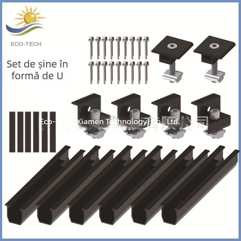 ECO-TECH Set șină de ghidare pentru acoperiș din aliaj de aluminiu - tip U, presiune la margine și presiune laterală, pernă din cauciuc fără găuri, extrudare tăiere, GB/T 6819 2015