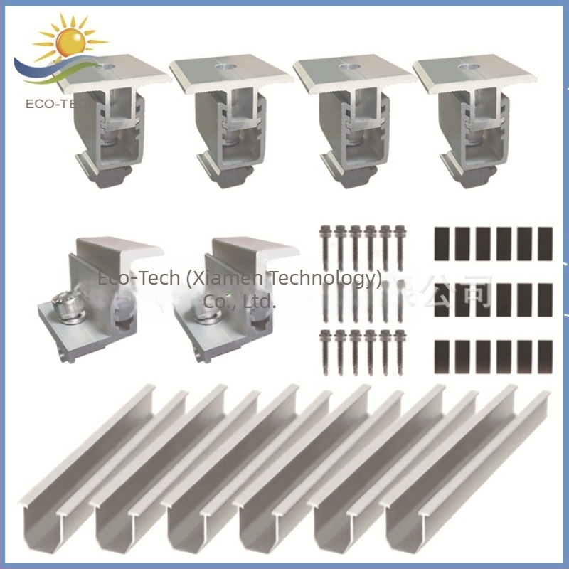 ECO-TECH Set șină de ghidare pentru acoperiș din aliaj de aluminiu - tip U, presiune la margine și presiune laterală, pernă din cauciuc fără găuri, extrudare tăiere, GB/T 6819 2015