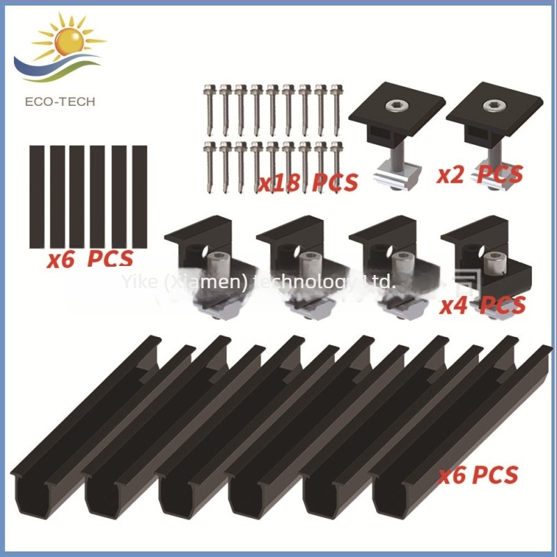 ECO-TECH Set șină de ghidare pentru acoperiș din aliaj de aluminiu - tip U, presiune la margine și presiune laterală, pernă din cauciuc fără găuri, extrudare tăiere, GB/T 6819 2015
