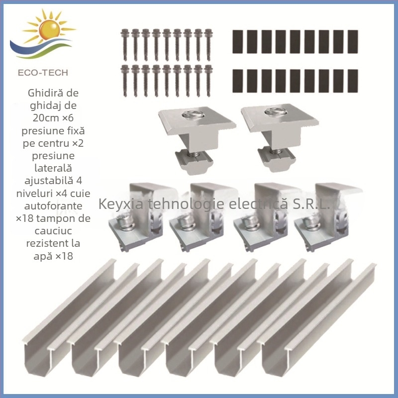 ECO-TECH Set șină de ghidare pentru acoperiș din aliaj de aluminiu - tip U, presiune la margine și presiune laterală, pernă din cauciuc fără găuri, extrudare tăiere, GB/T 6819 2015