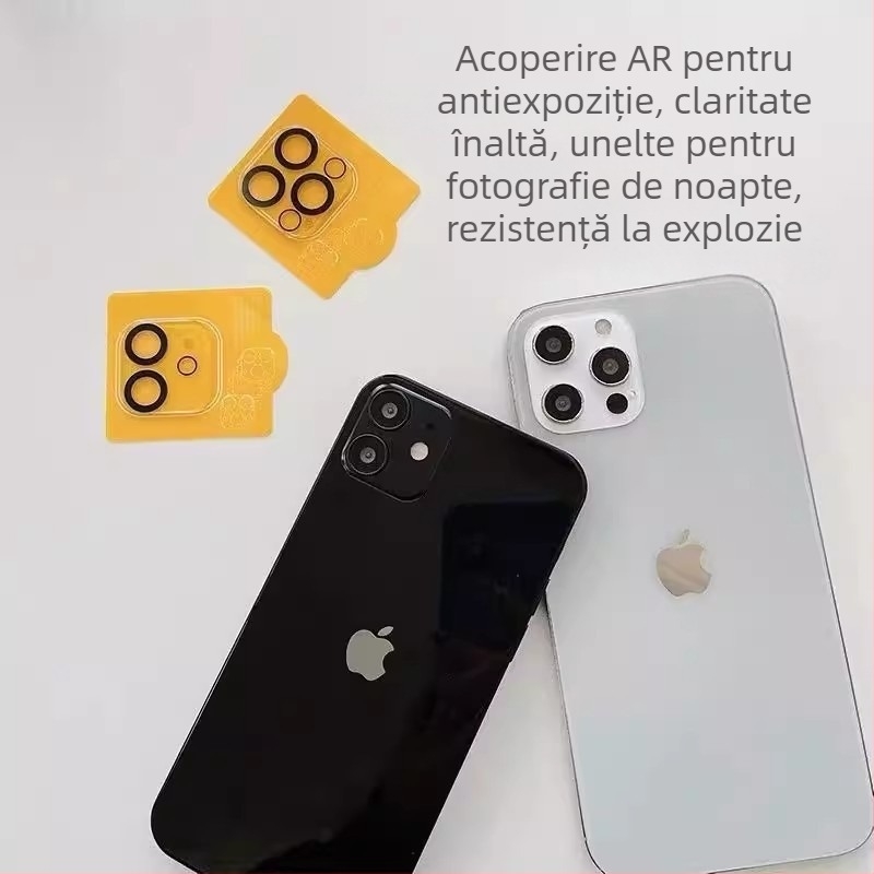 Filtru pentru obiectivul camerei din sticlă securizată pentru camerele din spate ale iPhone 16 Pro Max, iPhone 15 și iPhone 14, HD calitate