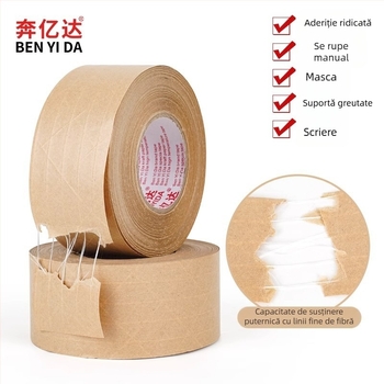 Bandă din hârtie Kraft, bază din fibre, adeziv pe bază de apă, anti-tamper, pentru sigilarea cutiilor, acoperire imprimată și montaj — Brand Yida
