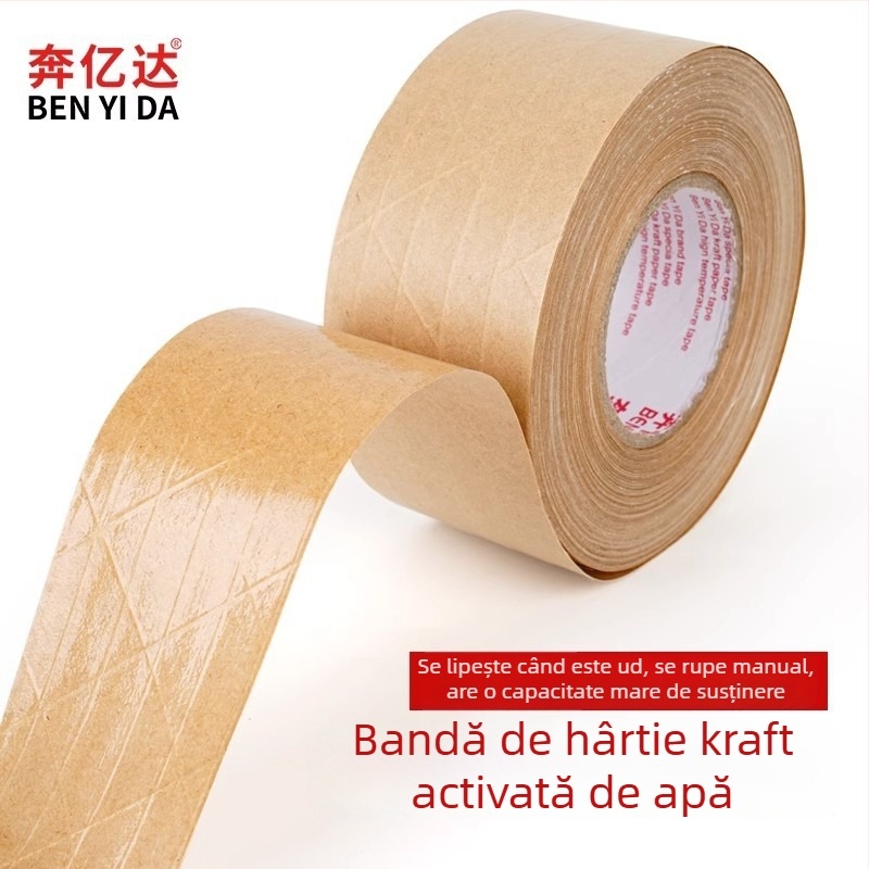 Bandă din hârtie Kraft, bază din fibre, adeziv pe bază de apă, anti-tamper, pentru sigilarea cutiilor, acoperire imprimată și montaj — Brand Yida