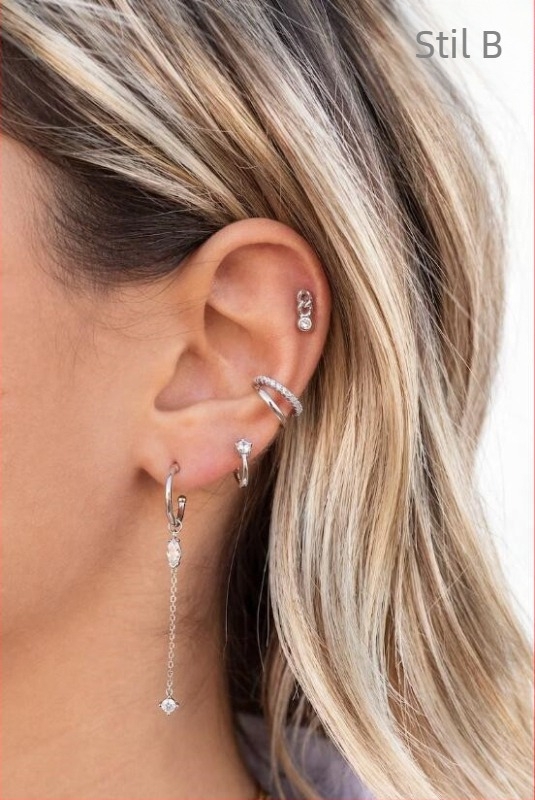 Set de clipse de urechi din cupru placat cu aur electroplatinat, cu zirconiu încrustat, design geometric în formă de U, pentru femei