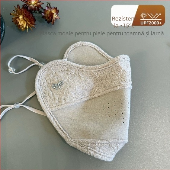 Mască de față caldă, din amestec poliester-bumbac, cu bucle pentru urechi, protecție împotriva prafului, imprimare logo