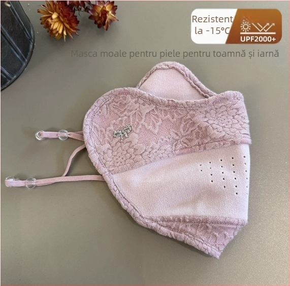 Mască de față caldă, din amestec poliester-bumbac, cu bucle pentru urechi, protecție împotriva prafului, imprimare logo