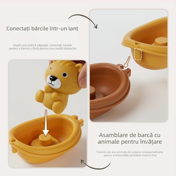 Jucării de apă pentru sugari și copii mici – bărci plutitoare, set cu animale pentru degete (Material: plastic; Funcție: stivuirea bărcilor; Categorie: jucării de baie; Vârstă: 0–3 ani)