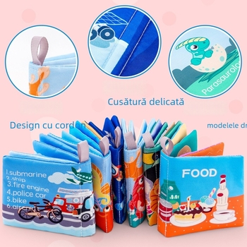 HDX Carte de pluș educativă pentru sugari 0–3 ani, dezvoltă vederea, prinderea, simțurile, coordonarea mână-ochi și auzul